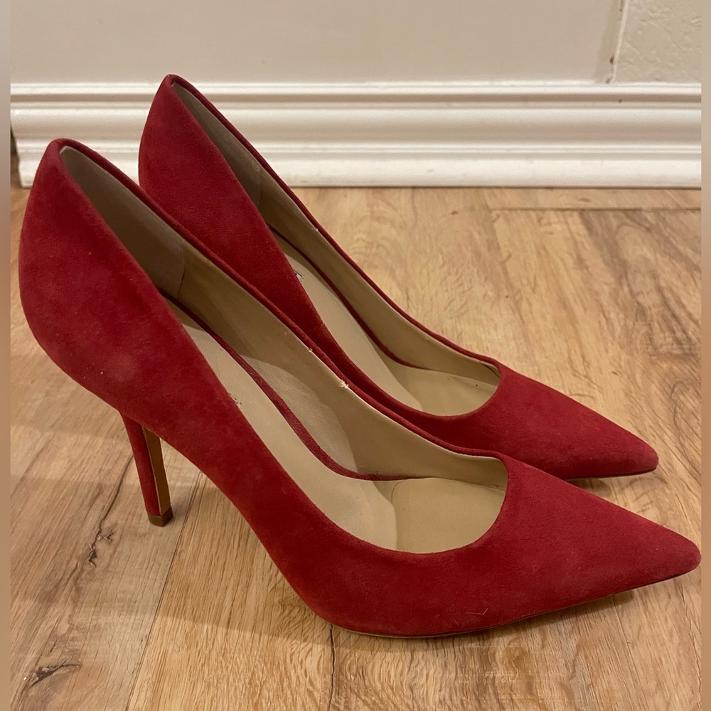 Charles David Red Suede Pointed-Toe Pumps
